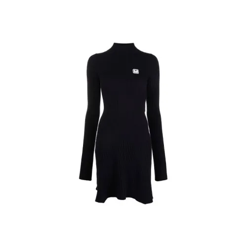 PALM ANGELS Черное Женское Длинное Платье с Рукавами