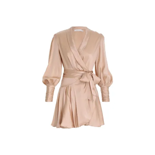 Zimmermann Розовый Женские Длинные Платья с Рукавами