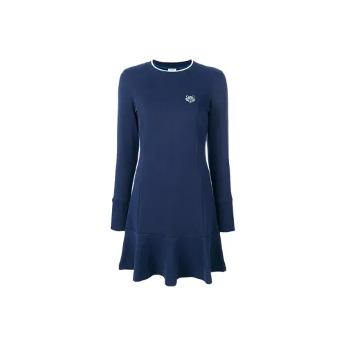 KENZO Blue Женские Длинные Платья с Рукавами