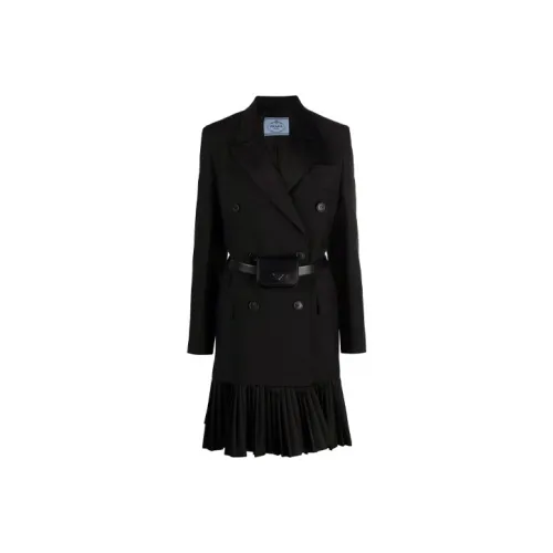 PRADA Черное Женское Длинное Платье с Рукавами