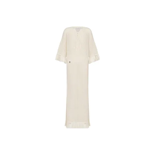 DIOR Длинное платье с длинными рукавами женское бежевый