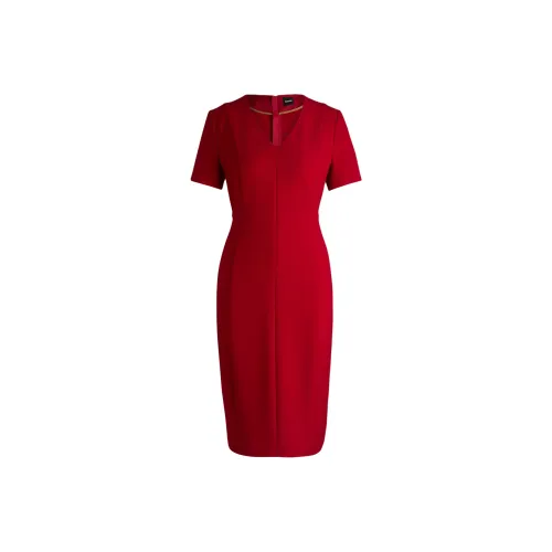 HUGO BOSS Red Женские Короткие Платья с Рукавами