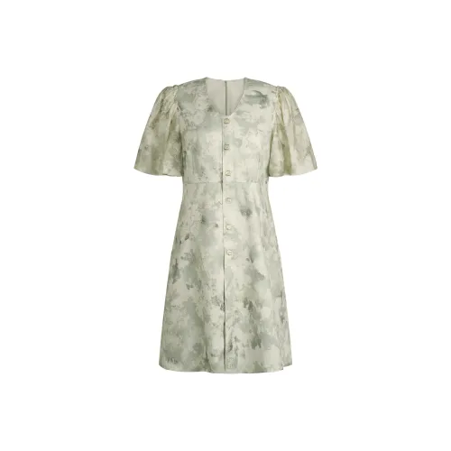 THE SEA LIFE Короткое платье с короткими рукавами женское мерцающий зеленый