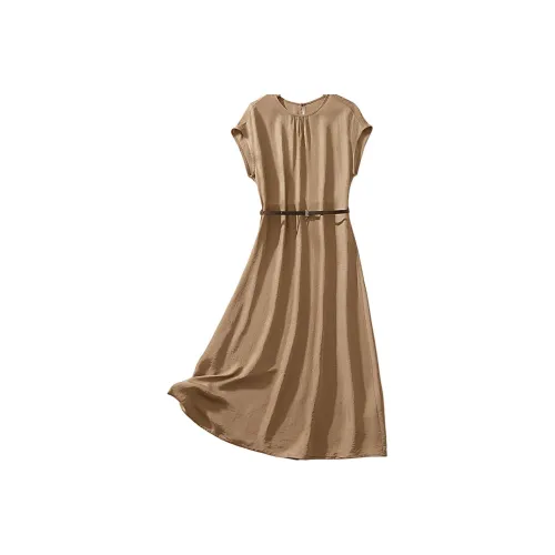 IHIMI Короткий рукав Платье Женское Хаки