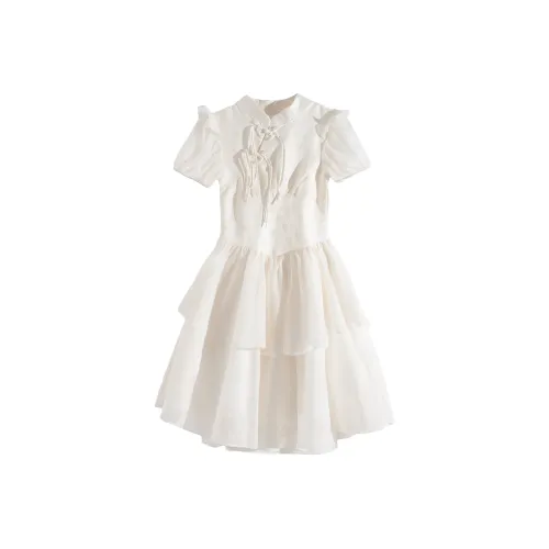 PAVLISOVA Короткое платье с короткими рукавами женское белое