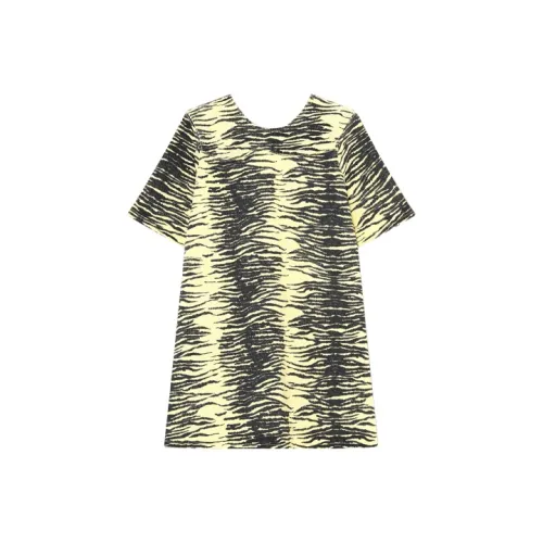 GANNI Желтые Женские Короткие Платья с Рукавами