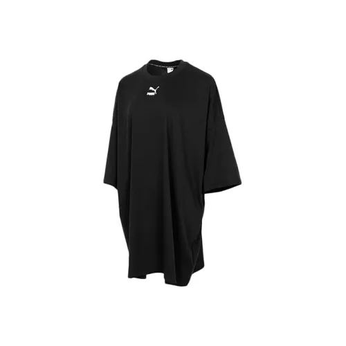 PUMA Черное Женское Короткое Платье с Рукавами
