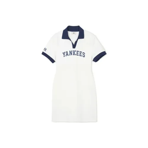 MLB Короткий рукав Платье Женское цвет Слоновая кость