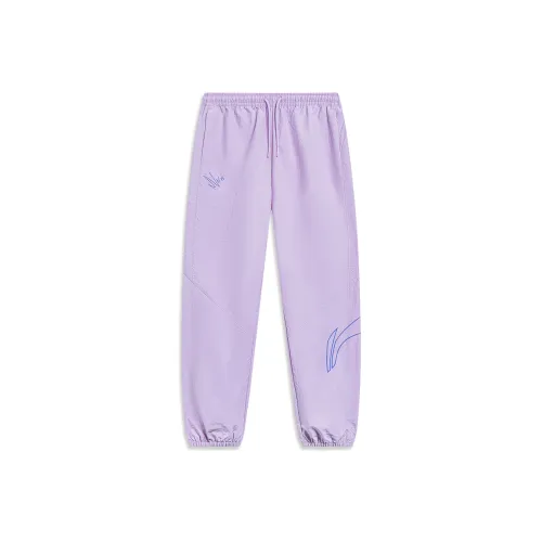 LINING Sports Life Collection Светло-фиолетовые Женские Вязаные Тренировочные Брюки