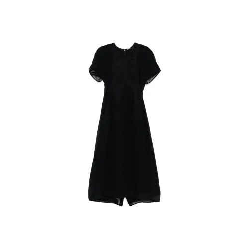 JIL SANDER Черное Женское Короткое Платье с Рукавами
