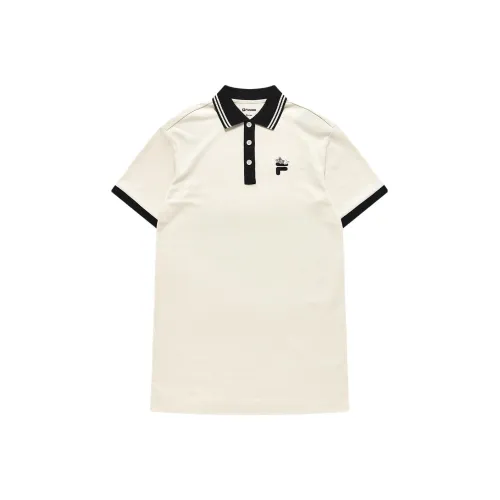 FILA FUSION Короткий рукав Платье Женское Молочно-белый