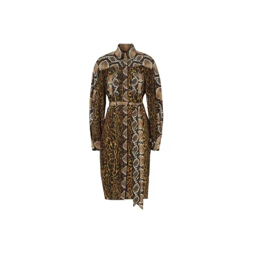 Burberry Длинное платье с длинными рукавами женское коричневое