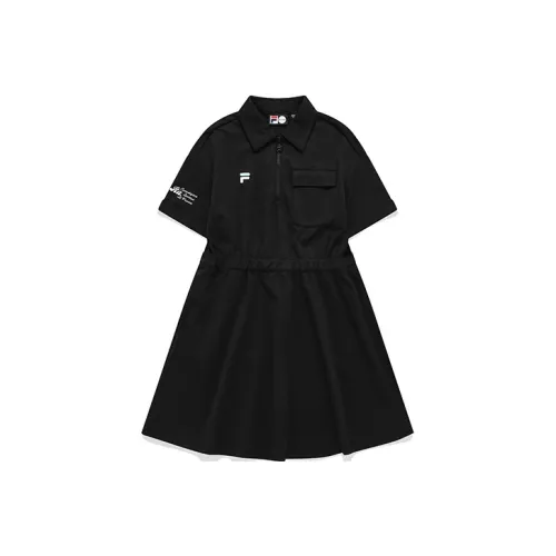 FILA FUSION Короткий рукав Платье Женское Темно-черное