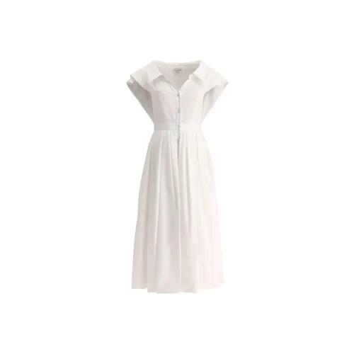 Alexander McQueen Белые Женские Короткие Платья с Короткими Рукавами