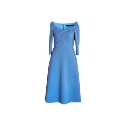 ROEYSHOUSE Короткое платье с короткими рукавами женское синее