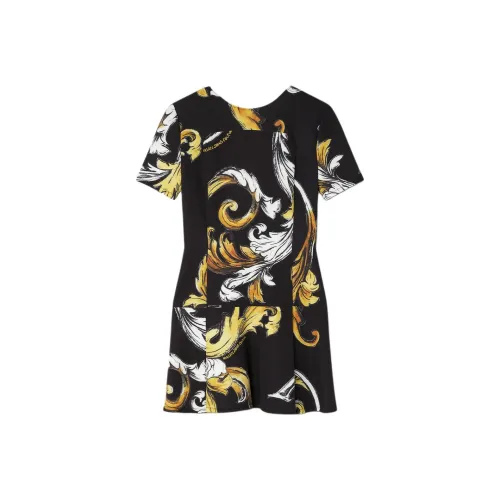 VERSACE OUTLINE Barocco Короткий рукав Платье Женское Черное