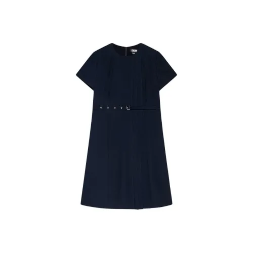 DKNY Короткое платье с короткими рукавами женское темно-синее
