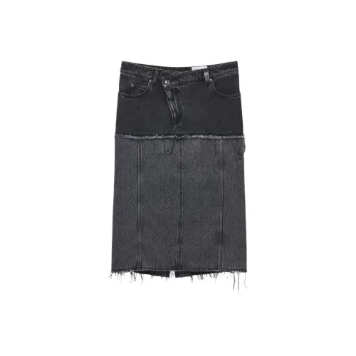 Alexander McQueen FW24 Denim Длинная Юбка Женская Черная