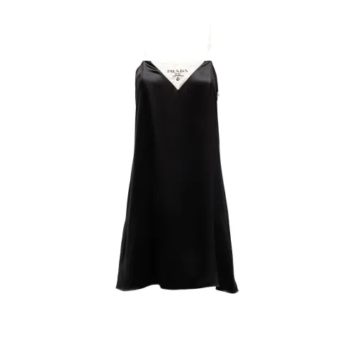 PRADA SS22 Slip Платье Женское Черное