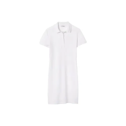 LACOSTE Белое Женское Платье с Коротким Рукавом