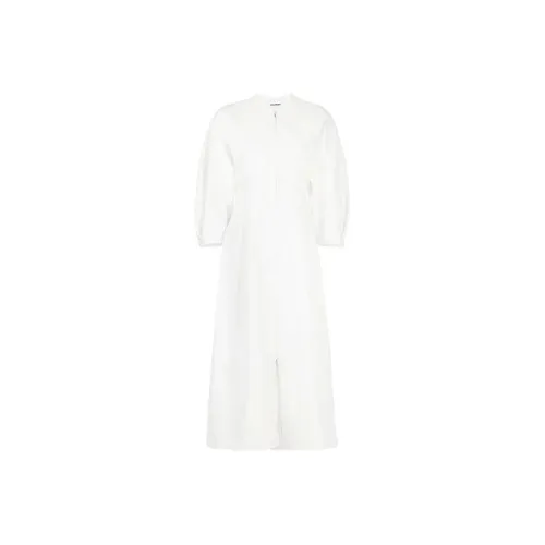 JIL SANDER Белое Женское Длинное Платье с Рукавами
