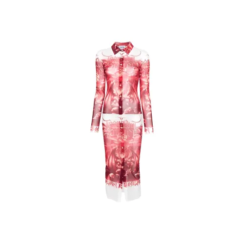 Jean Paul Gaultier Длинное платье с длинными рукавами женское многоцветное