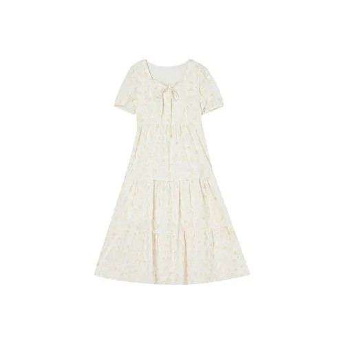 SKYA Короткий рукав Платье Женское Белое