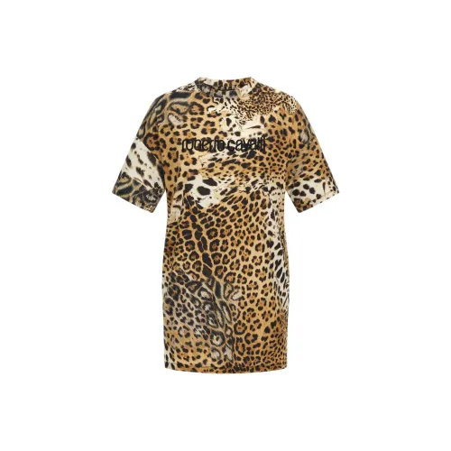 Roberto Cavalli SS24 Короткий рукав Платье Женское Коричневое