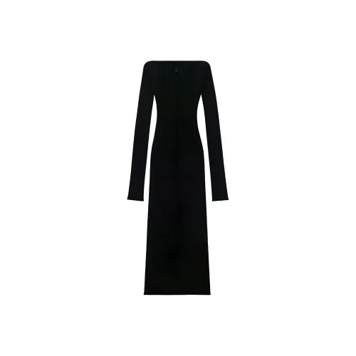 COURREGES Черное Женское Длинное Платье с Рукавами