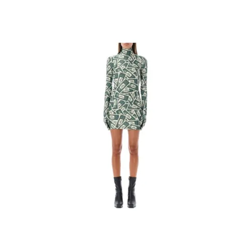 Vetements Зеленое Женское Длинное Платье с Рукавами