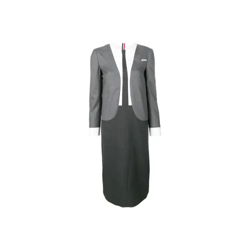 THOM BROWNE Серый Женские Длинные Платья с Рукавами
