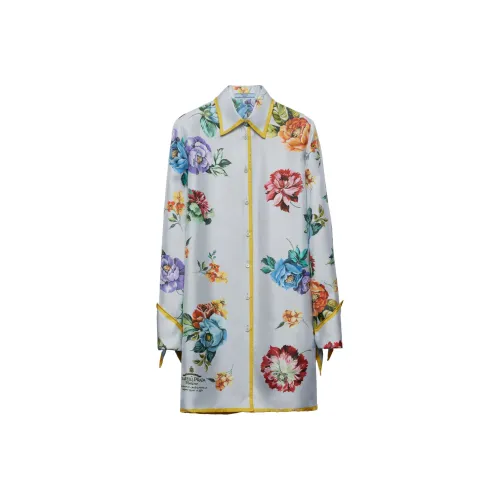 PRADA SS24 Длинное платье с длинными рукавами женское многоцветное