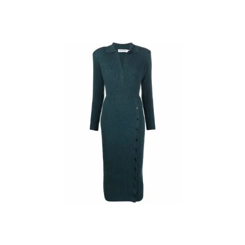 Self Портрет Зеленый Женские Длинные Платья с Рукавами