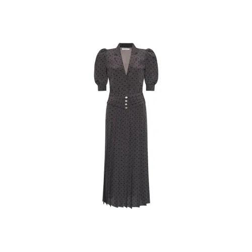 Alessandra Rich SS24 Короткое платье с короткими рукавами женское серый черный