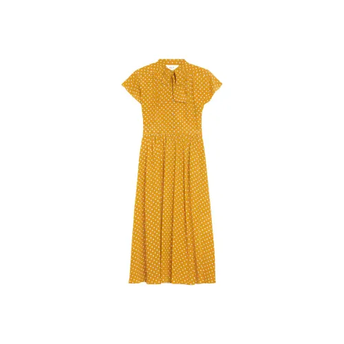 CELINE Желтые Женские Короткие Платья с Рукавами