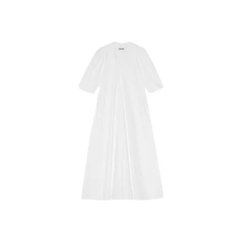 GANNI Короткое платье с короткими рукавами женское белое