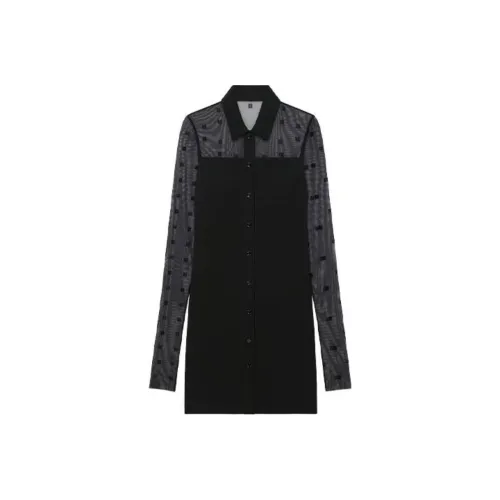 Givenchy Черное Женское Длинное Платье с Рукавами