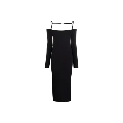 Jacquemus Черное Женское Длинное Платье с Рукавами