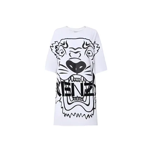 KENZO Белое Женское Короткое Платье с Рукавами
