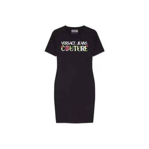 VERSACE JEANS COUTURE SS23 Короткий рукав Платье Женское Черное