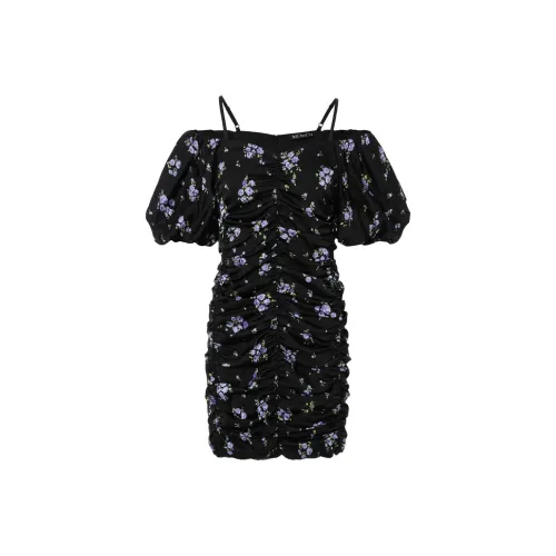 MO&CO Черная подошва с многоцветным дизайном женские короткие рукава платья