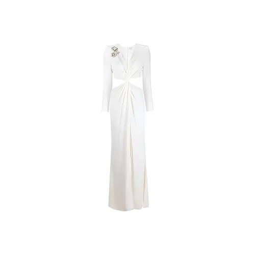 Alexander McQueen Белое Женское Длинное Платье с Рукавами