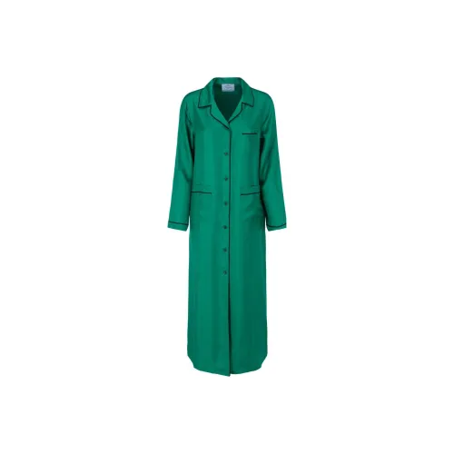 PRADA Длинное платье с длинными рукавами женское зеленое
