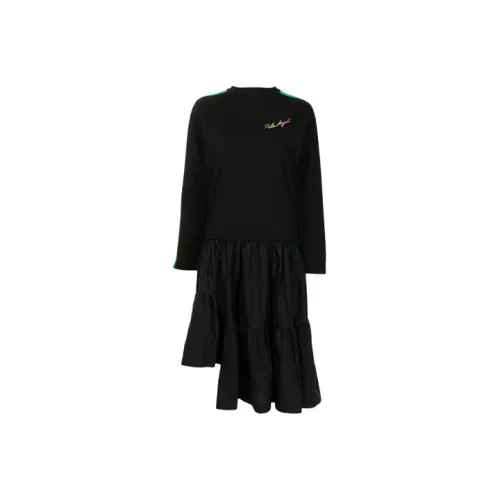 PALM ANGELS Черное Женское Длинное Платье с Рукавами