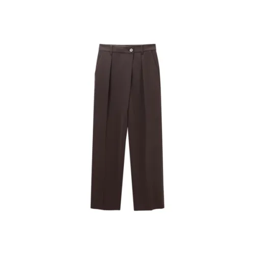 OVV Темно-кофейные Однотонные C2 Женские Повседневные Брюки