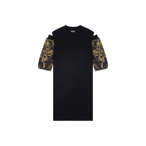 VERSACE JEANS COUTURE Короткое платье с короткими рукавами женское черное