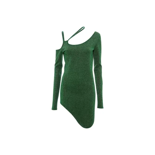 JW Anderson Зеленое Женское Длинное Платье с Рукавами