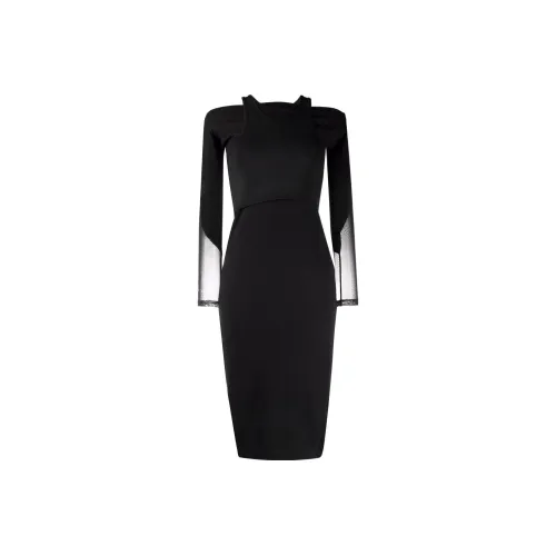 McQ Alexander McQueen Черное Женское Длинное Платье с Рукавами