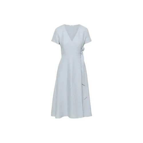 ARITZIA BABATON Dern Linen Dress Короткий рукав Платье Женское Dew Синий Light Dew Синий