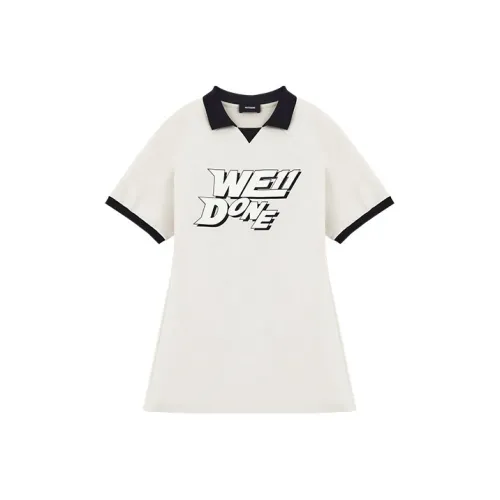 WE11DONE Белое Женское Короткое Платье с Рукавами